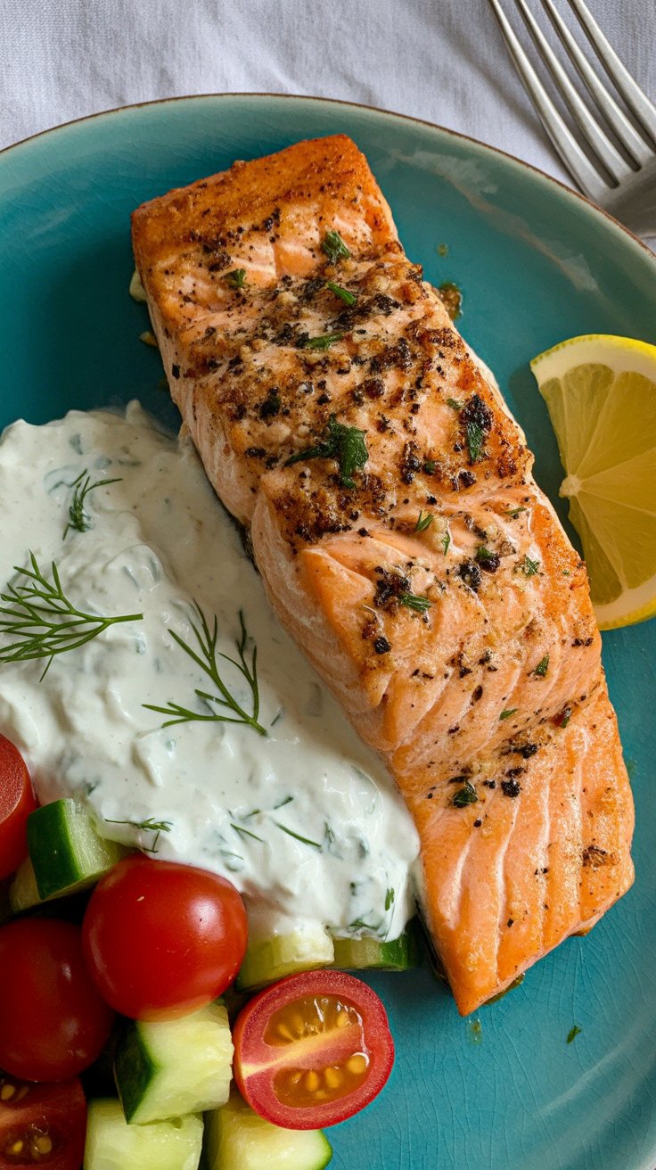 easy Lemon Garlic Greek Salmon
