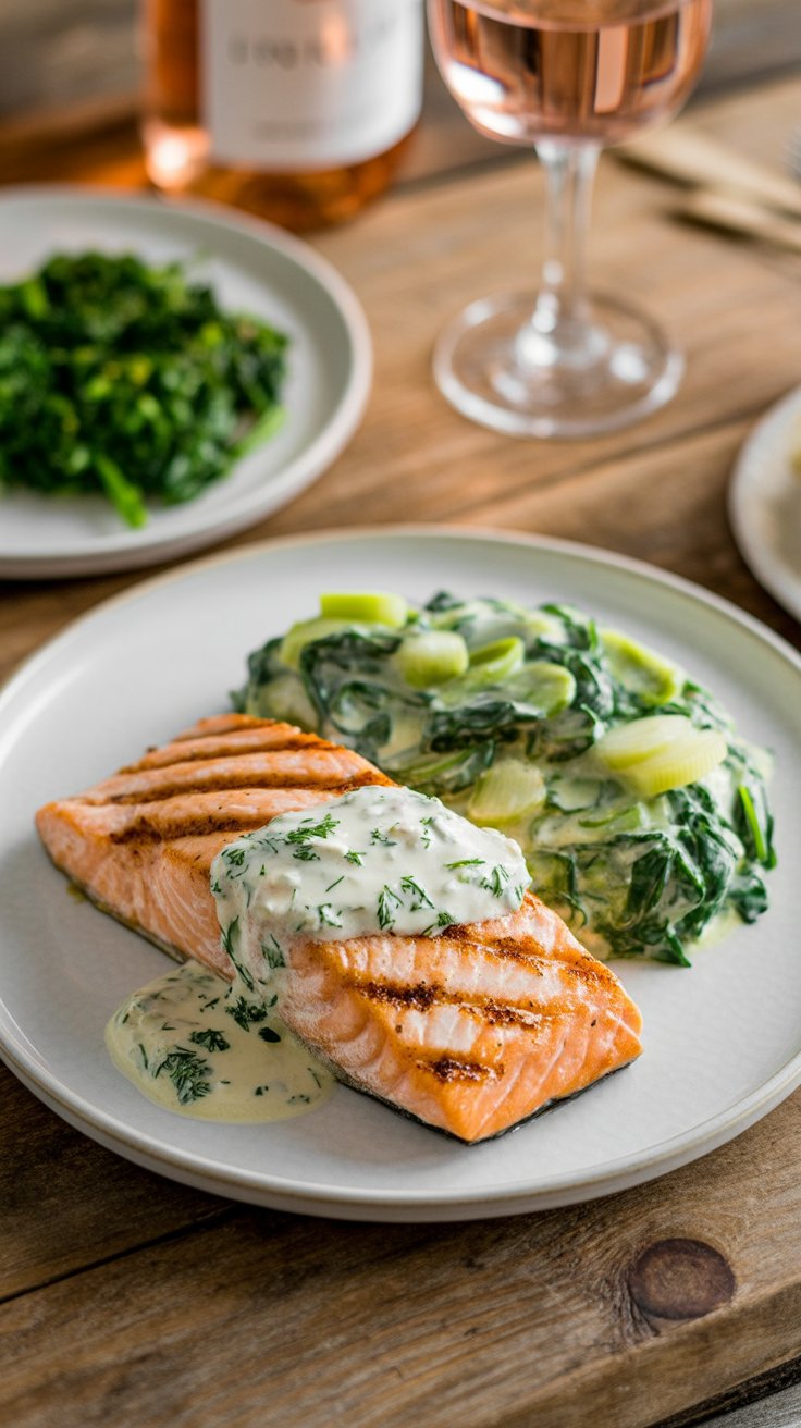 easy One Pan Creamy Salmon and Spinach