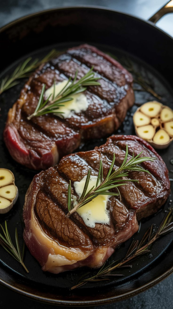 easy Pan Seared Steak with Garlic Butter