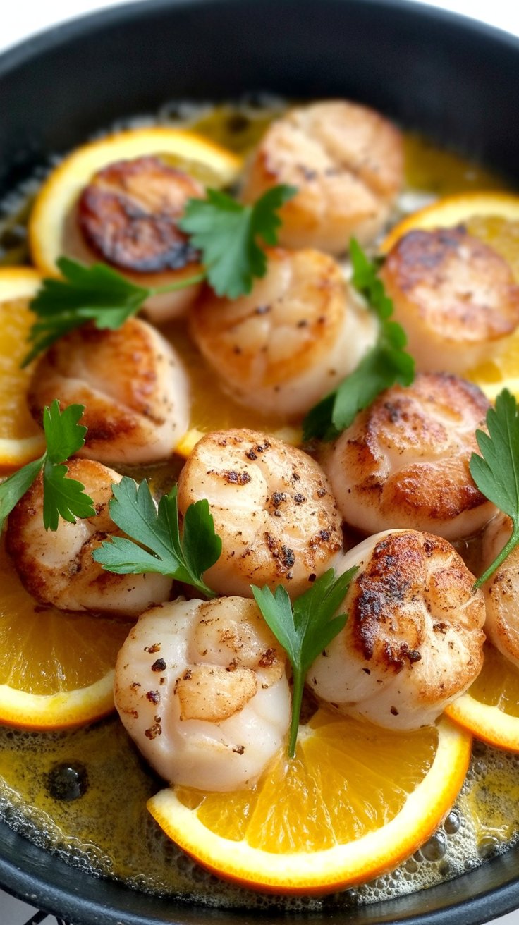 easy Seared Scallops Recipe with Orange Rum Sauce