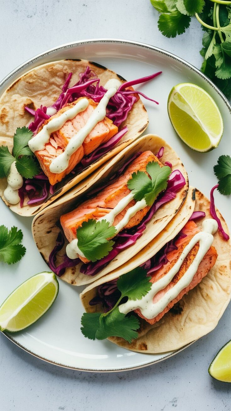 easy Tuna Tacos with Cilantro Lime Slaw
