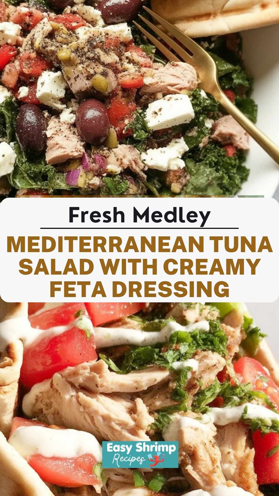 Mediterranean tuna salad with creamy feta dressing