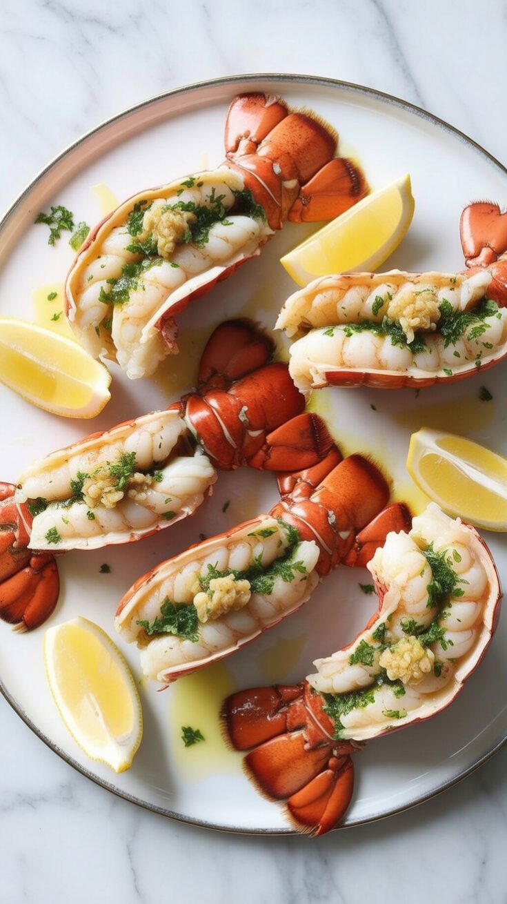 easy Butterflied Steamed Lobster Tails with Herb Butter