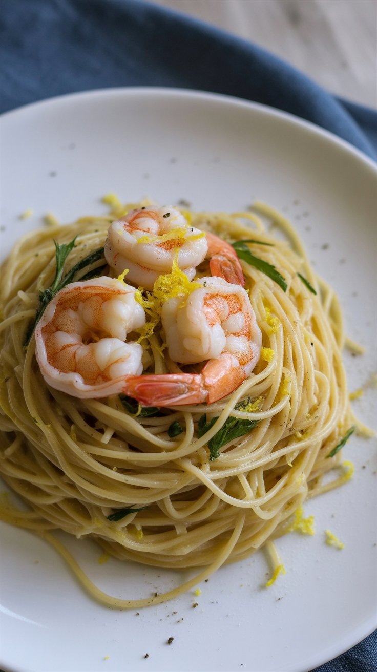easy Creamy Lemon Shrimp Scampi Pasta