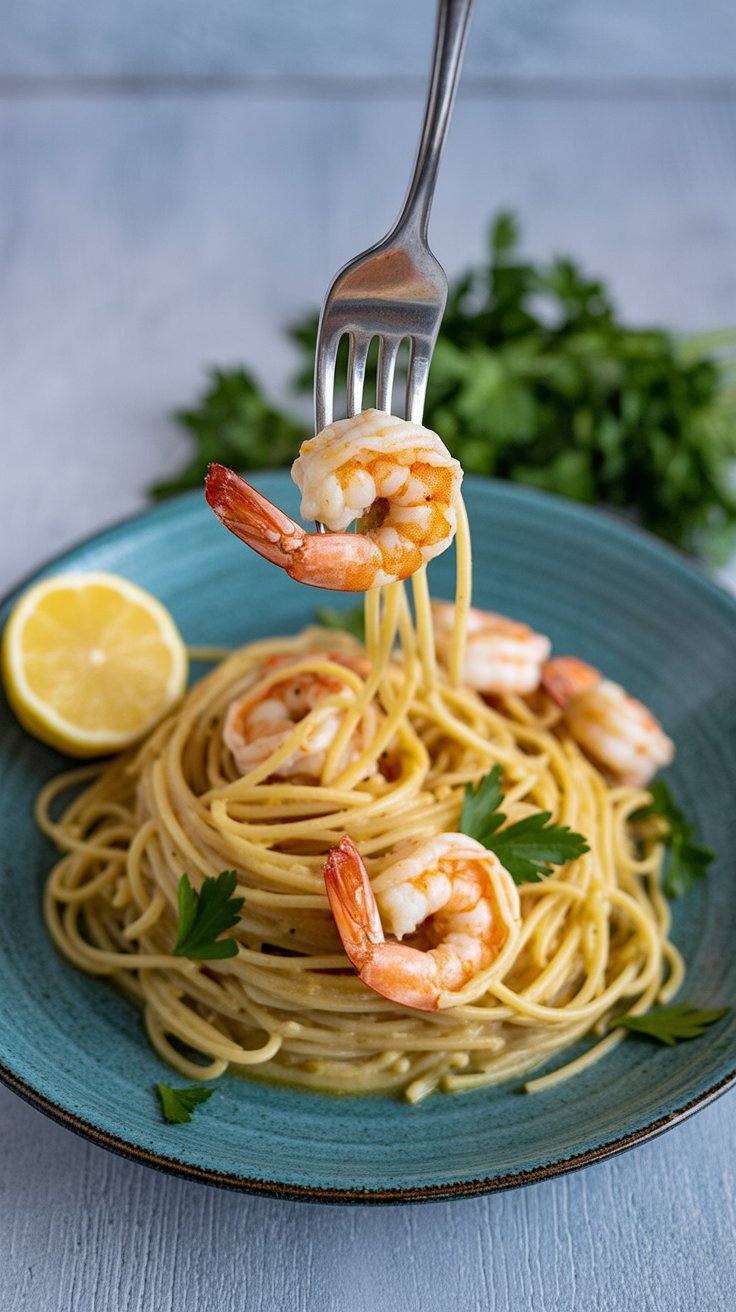 easy Creamy Prawn Linguine