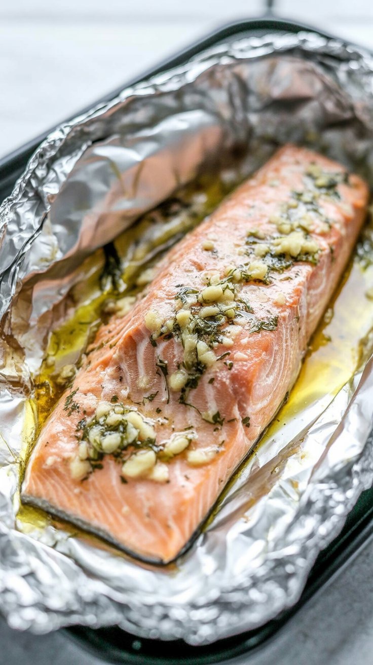 easy Garlic Butter Baked Salmon in Foil