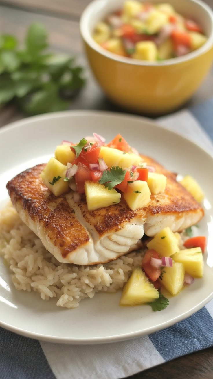 easy Grilled Black Cod with Pineapple Salsa