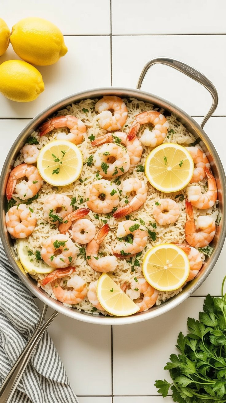 easy One Pot Lemon Garlic Shrimp and Rice