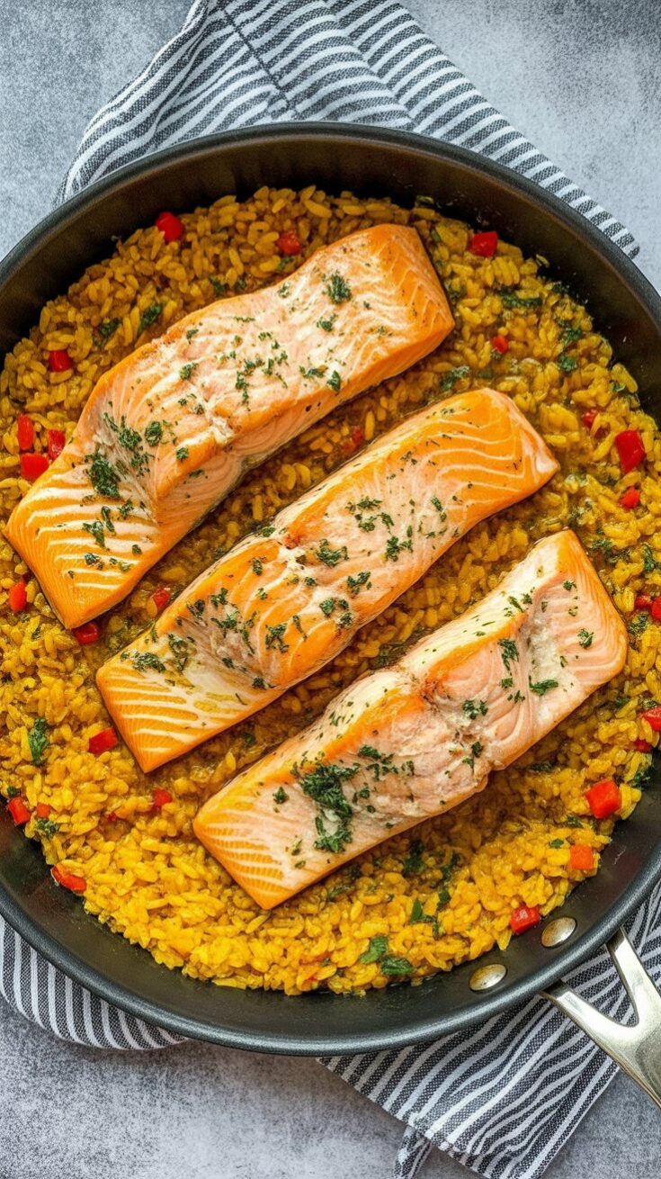easy One Pot Salmon and Rice