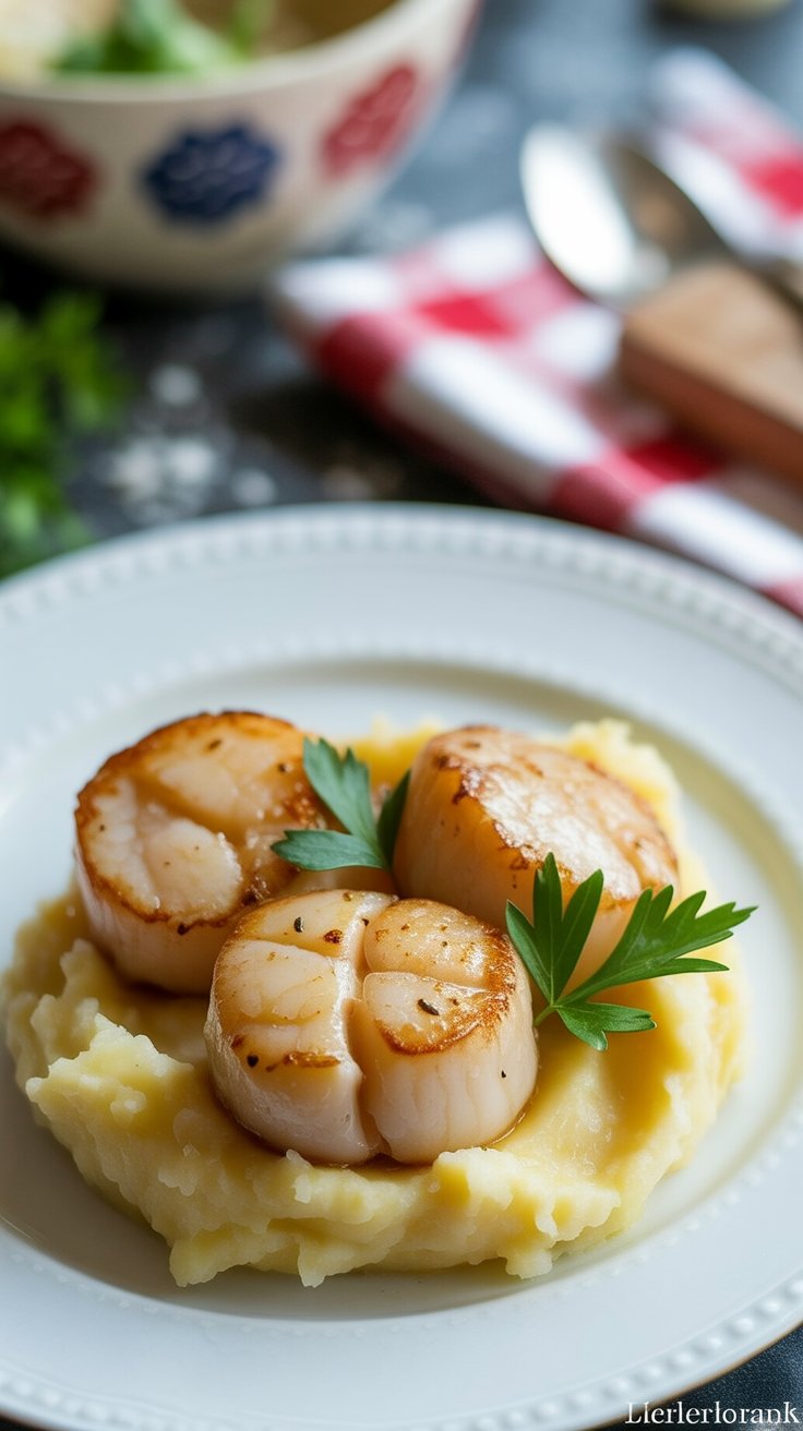 easy Seared Scallops with Creamy Mashed Potatoes