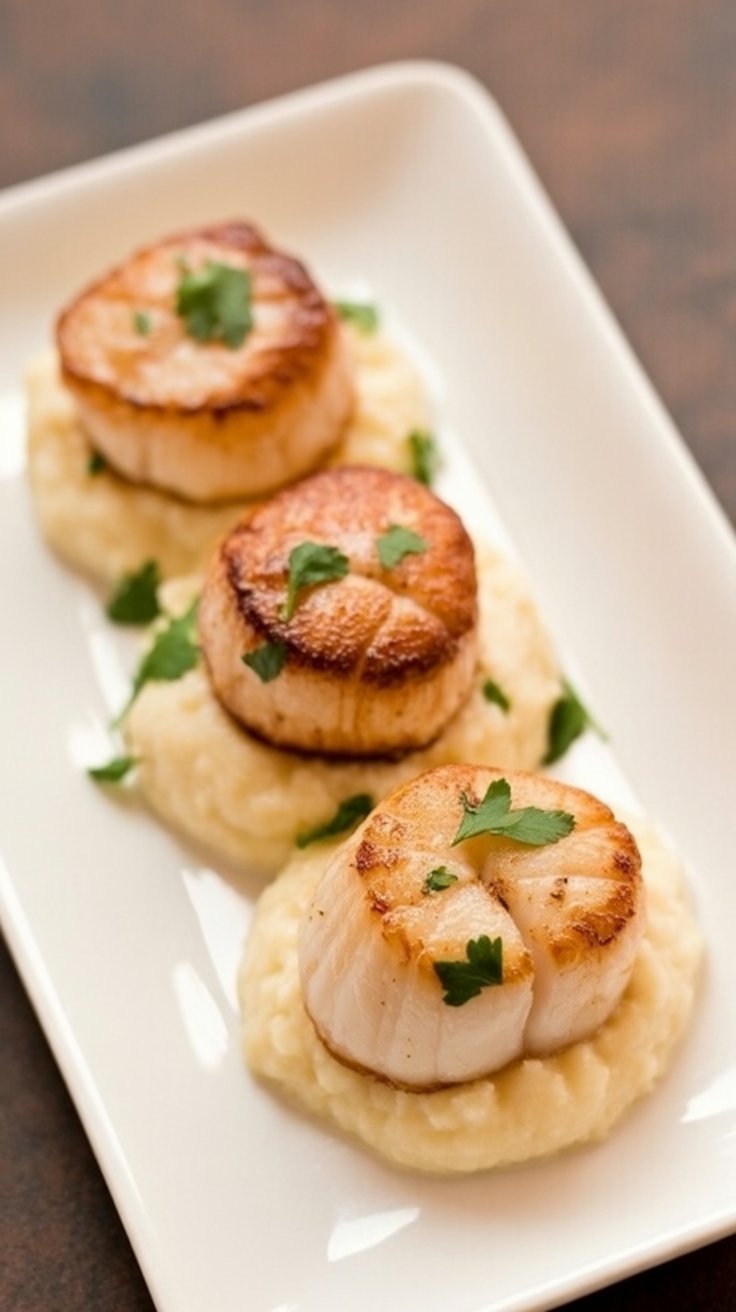 easy Seared Sea Scallops With Creamy Grits
