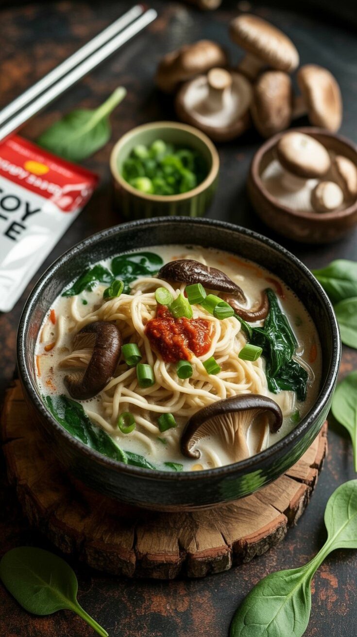 easy Vegan Creamy Mushroom Ramen