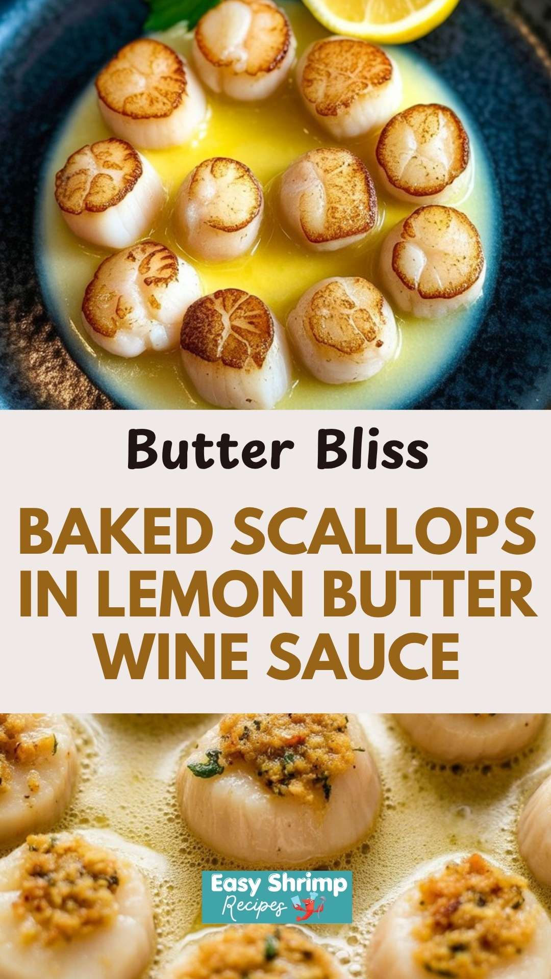 Baked Scallops in Lemon Butter Wine Sauce