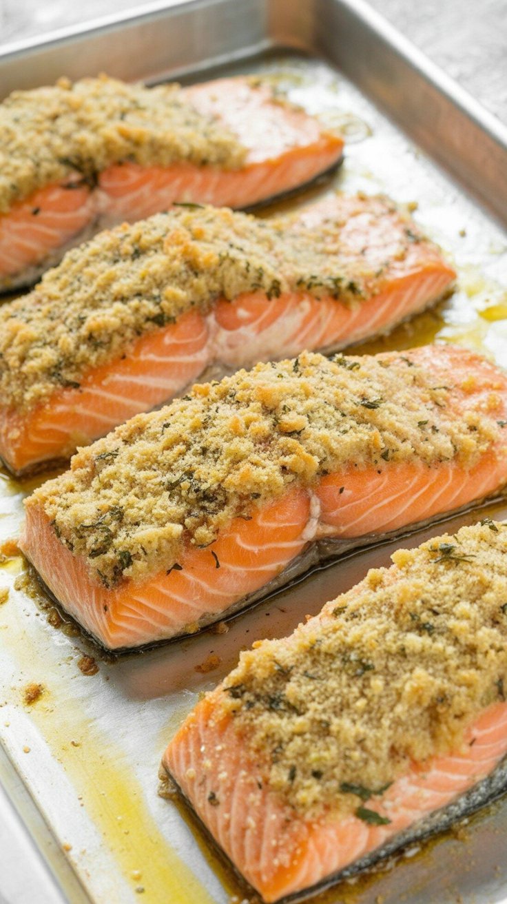 best Easy Pesto Salmon with a Crispy Breadcrumb Crust