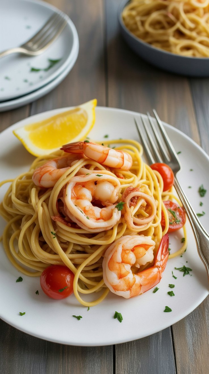 best Seafood and Garlic Linguine