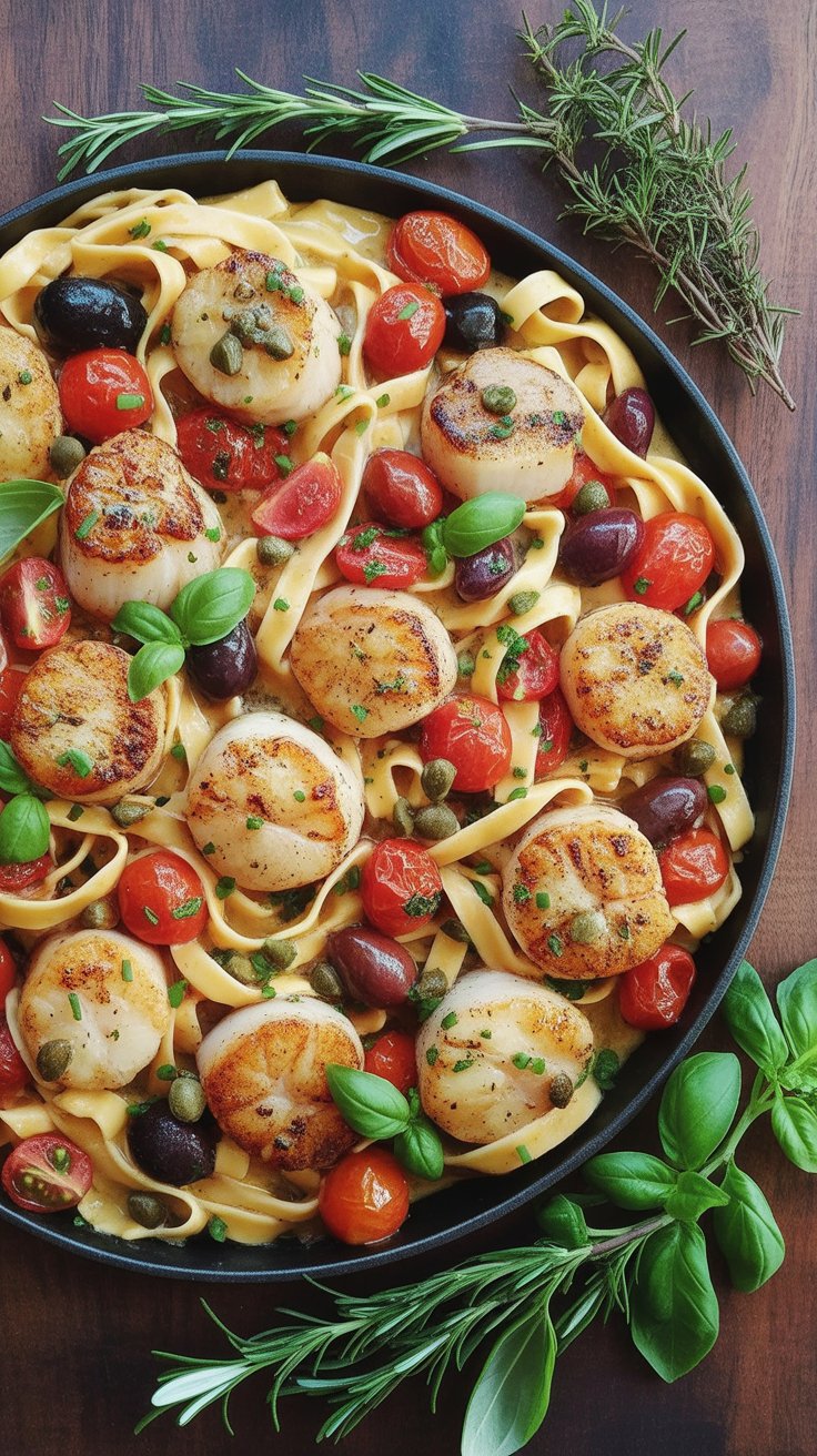 easy Angel Hair Pasta with Scallops and Tomatoes