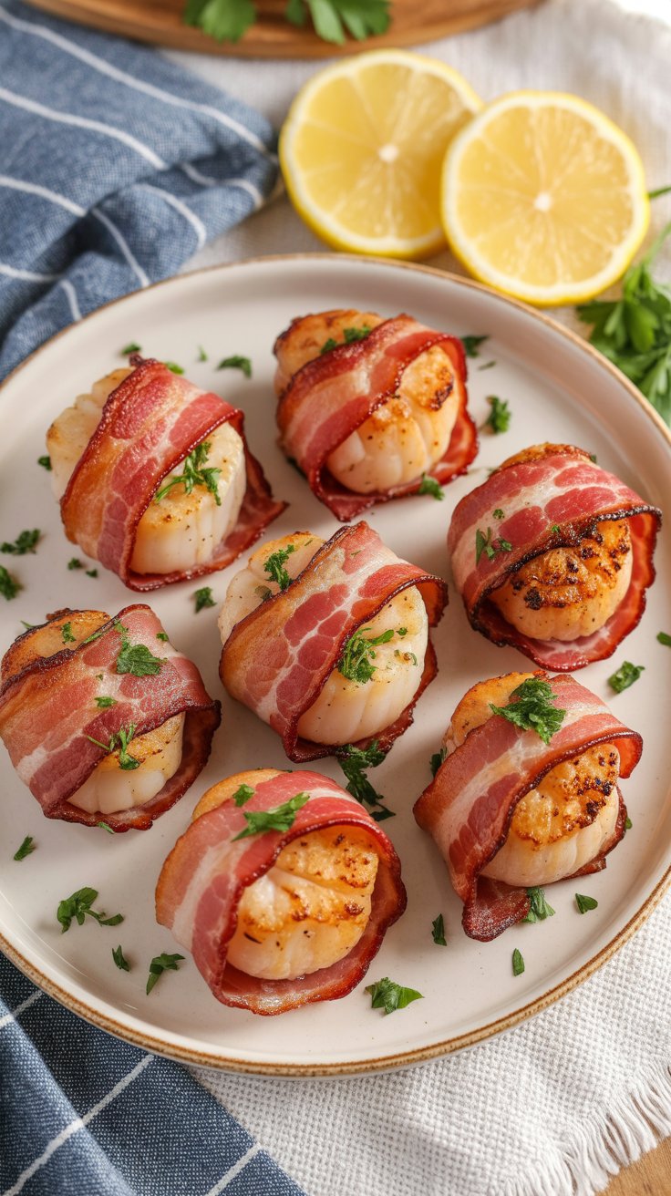 easy Bacon Wrapped Scallops with Citrus BBQ Sauce