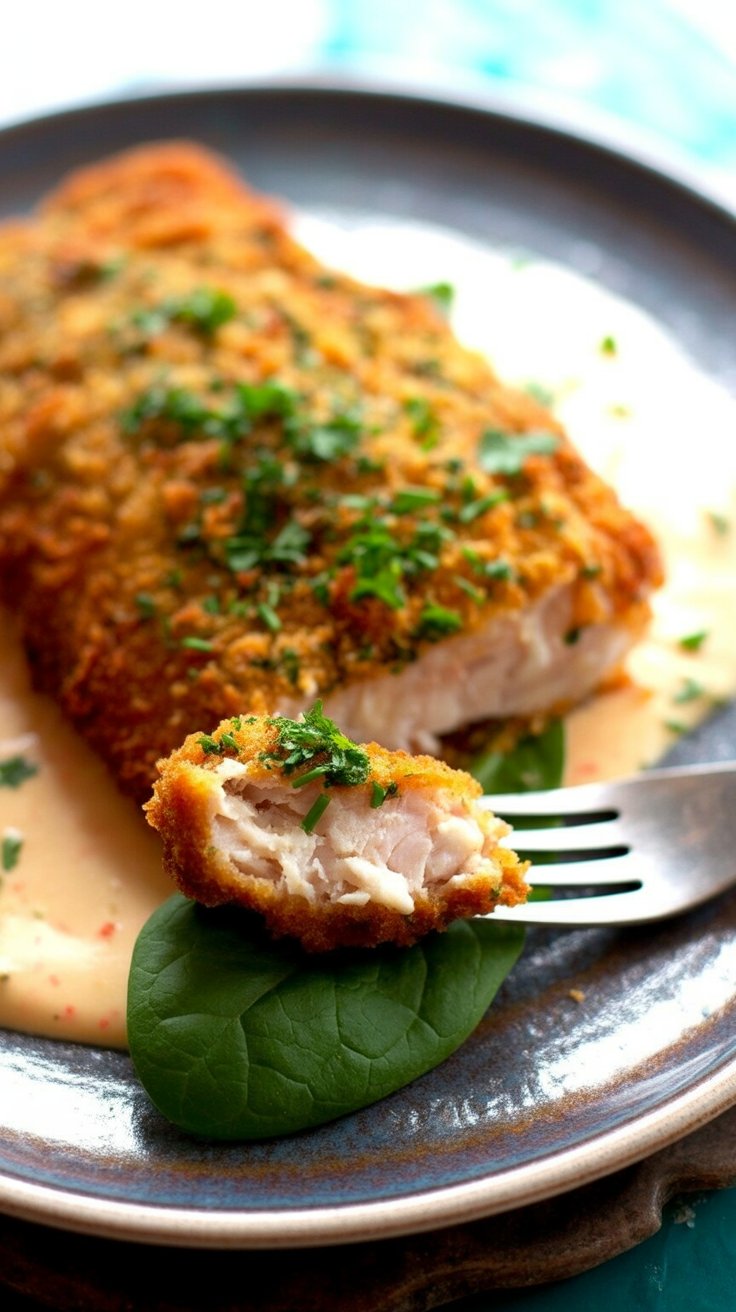 easy Baked Catfish Pecan Meuniere and Spicy Sauteed Greens