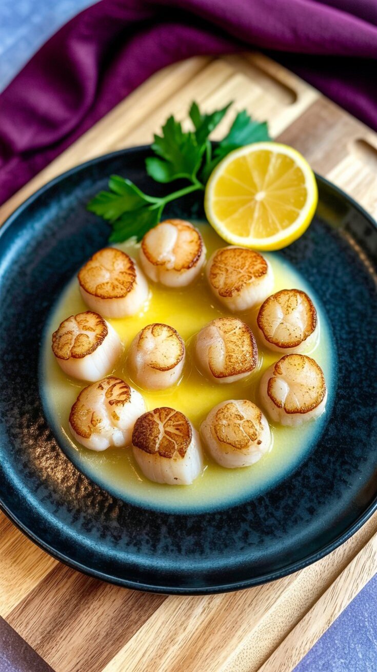 easy Baked Scallops in Lemon Butter Wine Sauce
