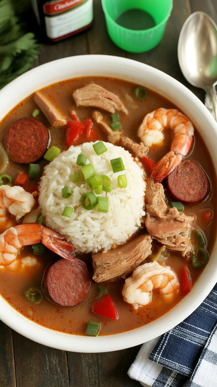easy Chicken, Sausage, and Shrimp Gumbo