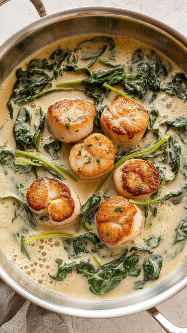easy Creamy Garlic Butter Tuscan Scallops
