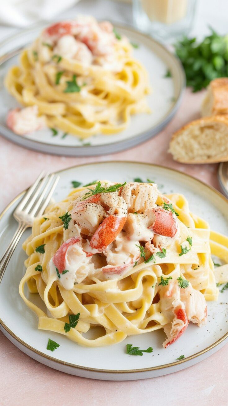 easy Creamy Lobster Fettuccine Alfredo