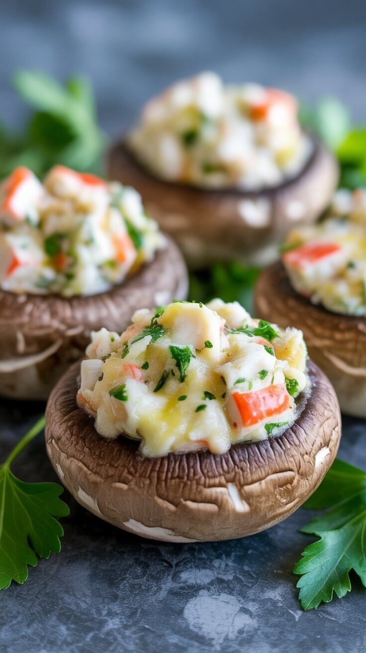 easy Seafood Stuffed Mushrooms