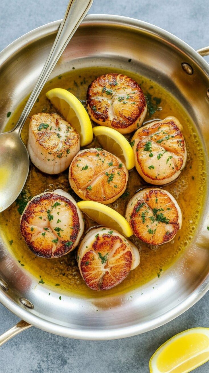 easy Seared Lemon Garlic Butter Scallops