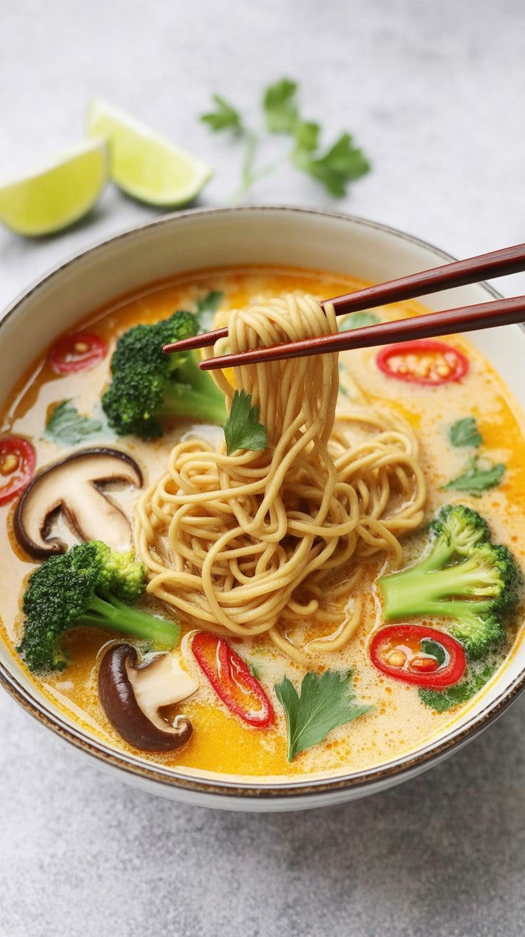 easy Thai Red Curry Ramen Noodle Bowls