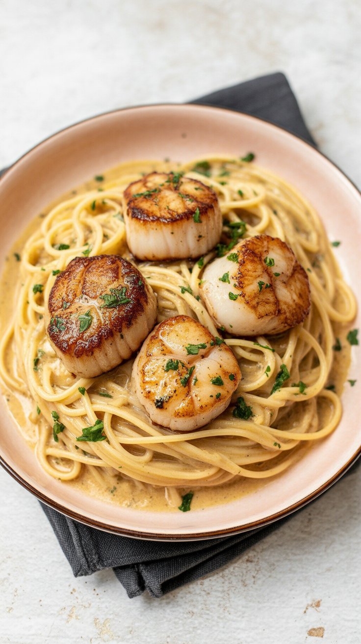 best Creamy Lemon Garlic Pan Seared Scallops