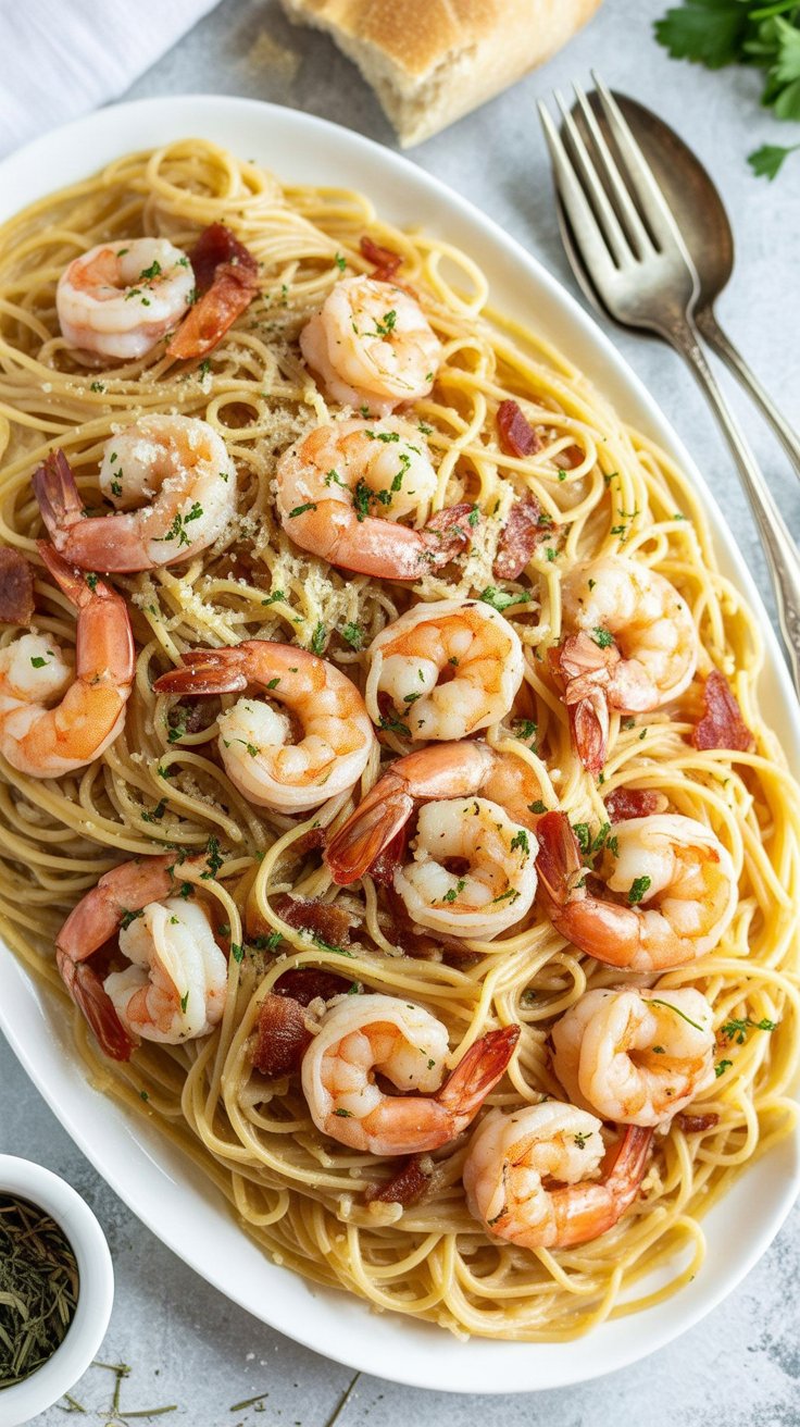 best Spaghetti carbonara with shrimp