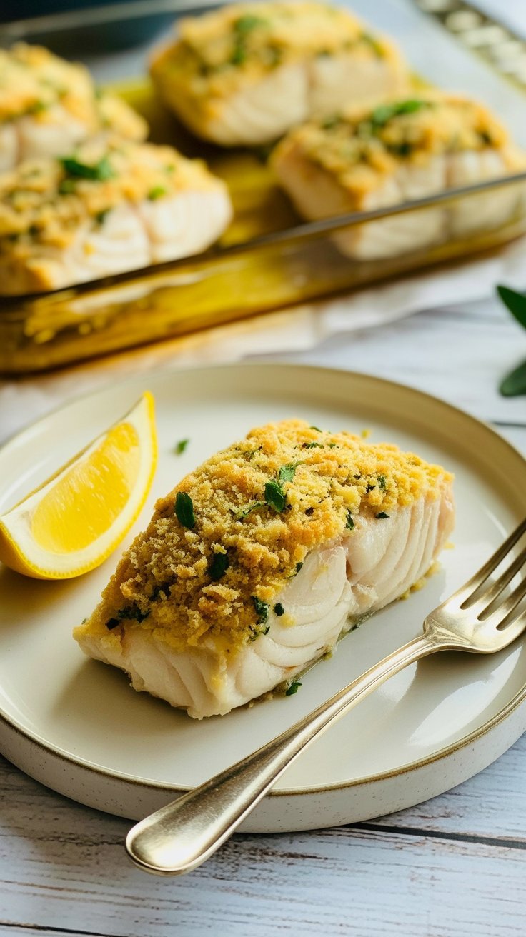 easy Baked Cod with Crispy Garlic Herb Panko