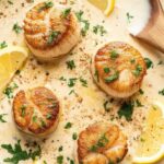 easy Creamy Lemon Garlic Pan Seared Scallops