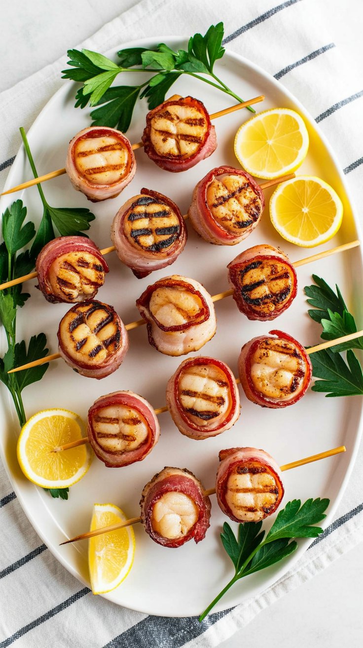 easy Grilled Bacon Wrapped Scallops