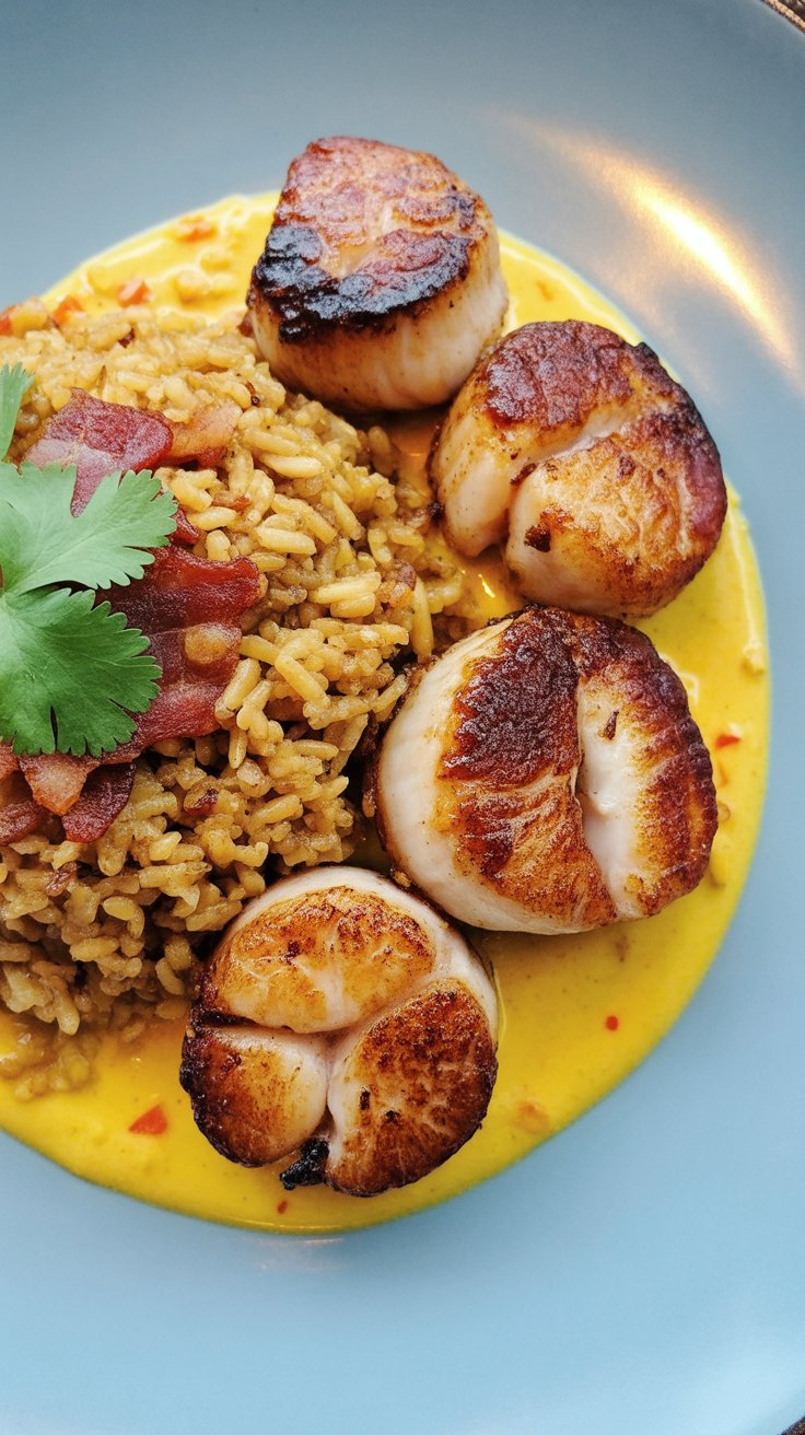easy Hibachi Scallops and Bacon Fried Rice