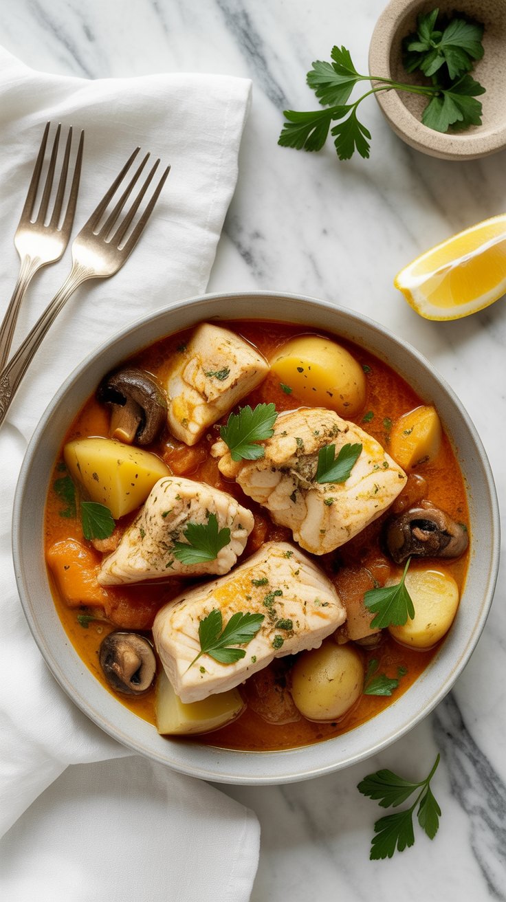 easy One Pot Cod and Potato Stew with Chickpeas