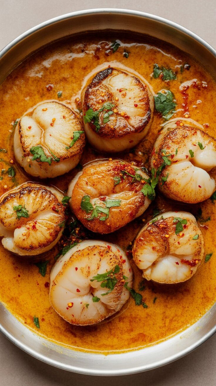 easy Spicy Coconut Curry Scallops