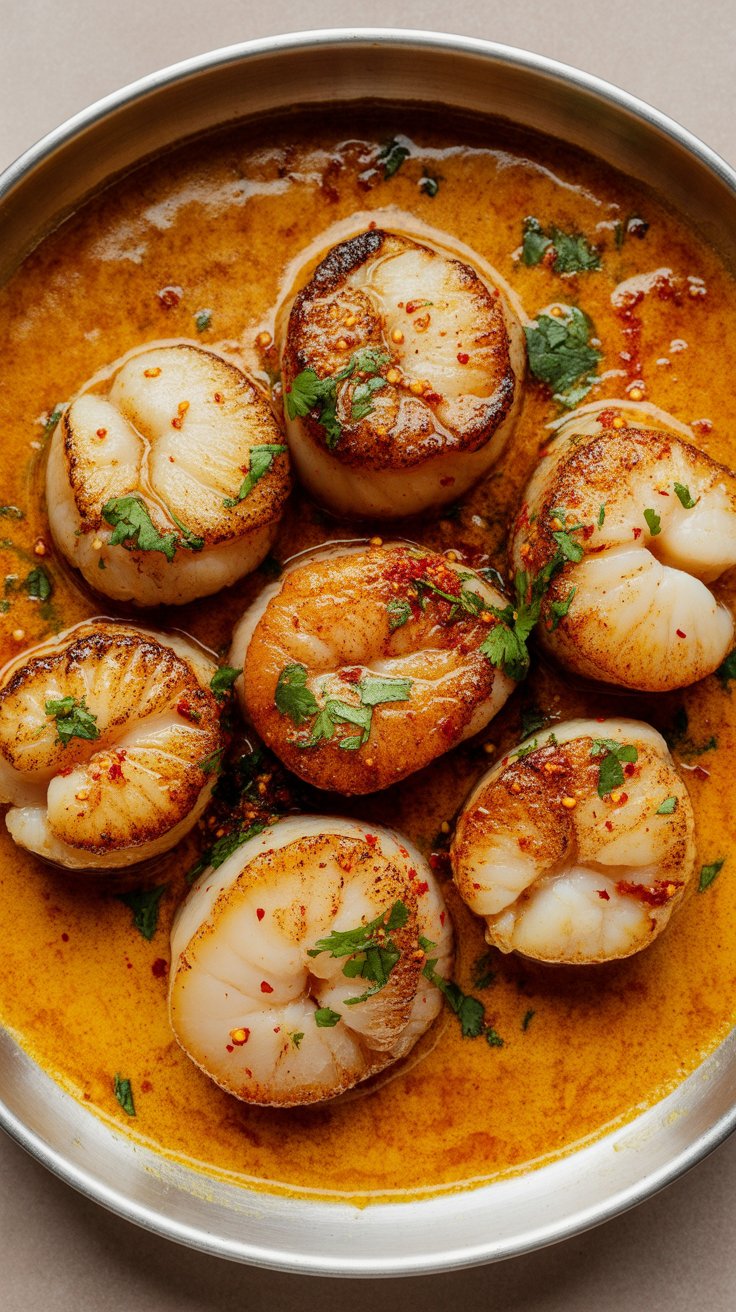 easy Spicy Coconut Curry Scallops
