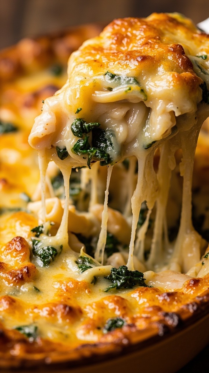 A comforting casserole dish with baked penne, wilted spinach, generous flakes of cod, and a golden cheese crust on top. Scooped onto plates with the cheese stretching as it serves. A comforting casserole dish with baked penne, wilted spinach, generous flakes of cod, and a golden cheese crust on top. Scooped onto plates with the cheese stretching as it serves.