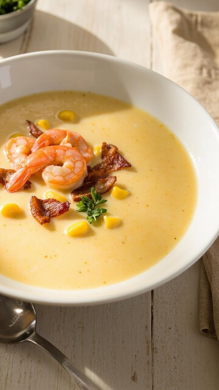 Creamy Shrimp Soup with Corn and Bacon
